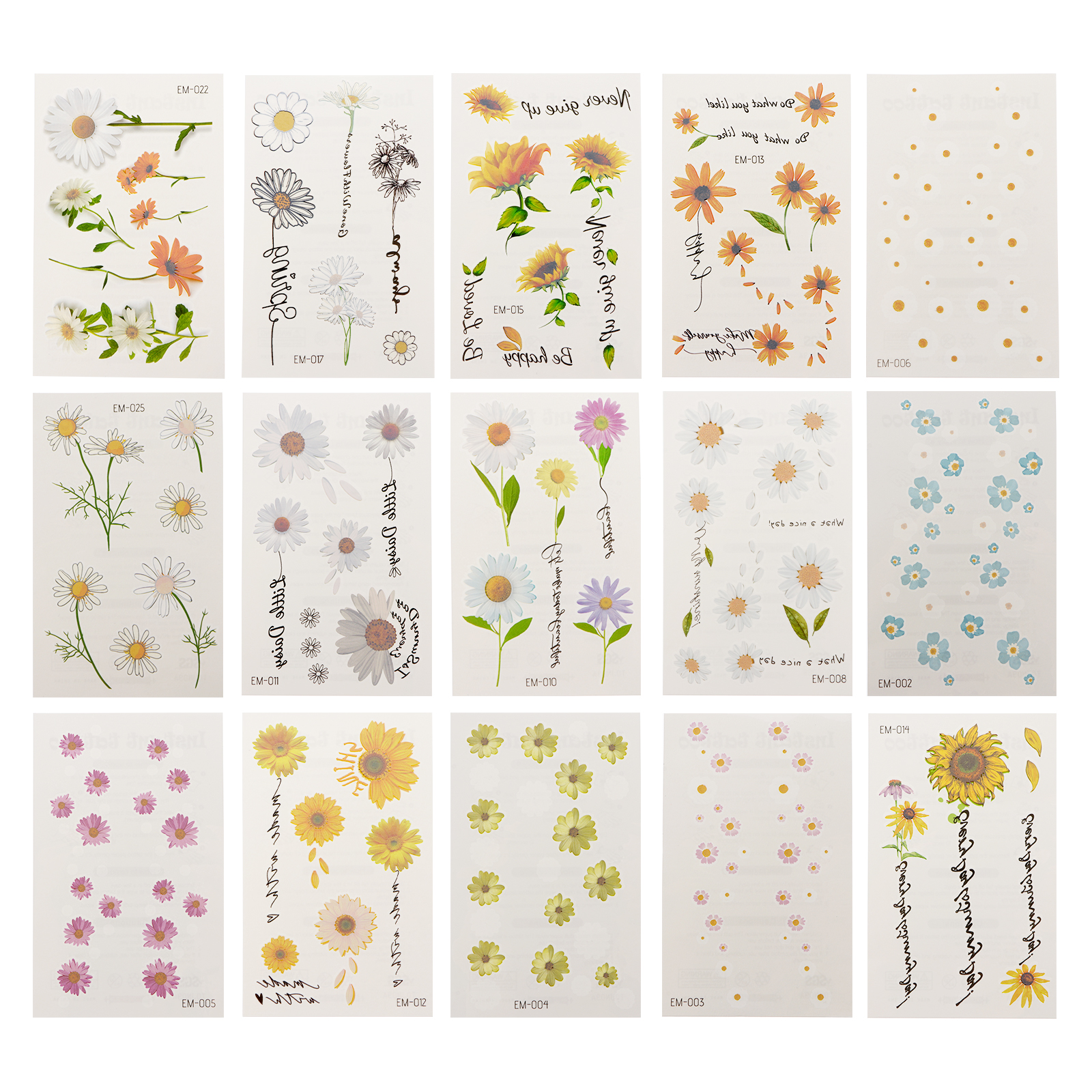 OUNONA 15 Sheets Girls Flower Stickers Waterproof Face Decals